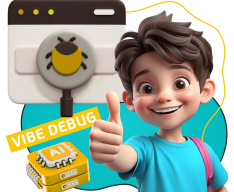 Тестирование & Vibe Debug. Охотники за багами - КИБЕРшкола программирования для детей, компьютерные курсы для школьников, начинающих и подростков - KIBERone г. Реж